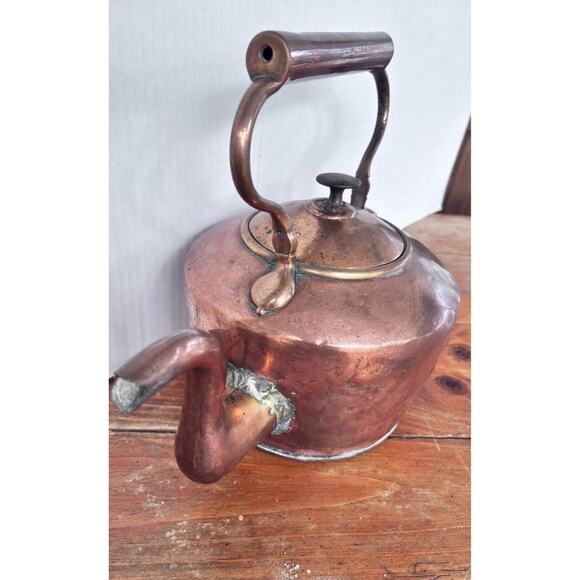 Antique  Copper Gooseneck Tea Kettle Pot - Picture 2 of 10